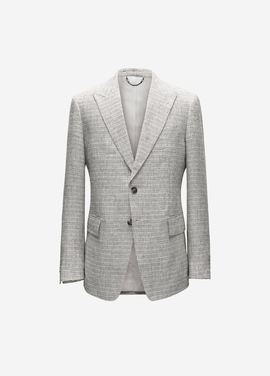 Thatch Check Linen Blazer White