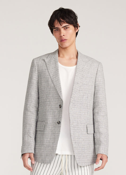 Thatch Check Linen Blazer White