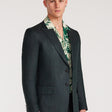 Silk Linen Blazer Dark Green