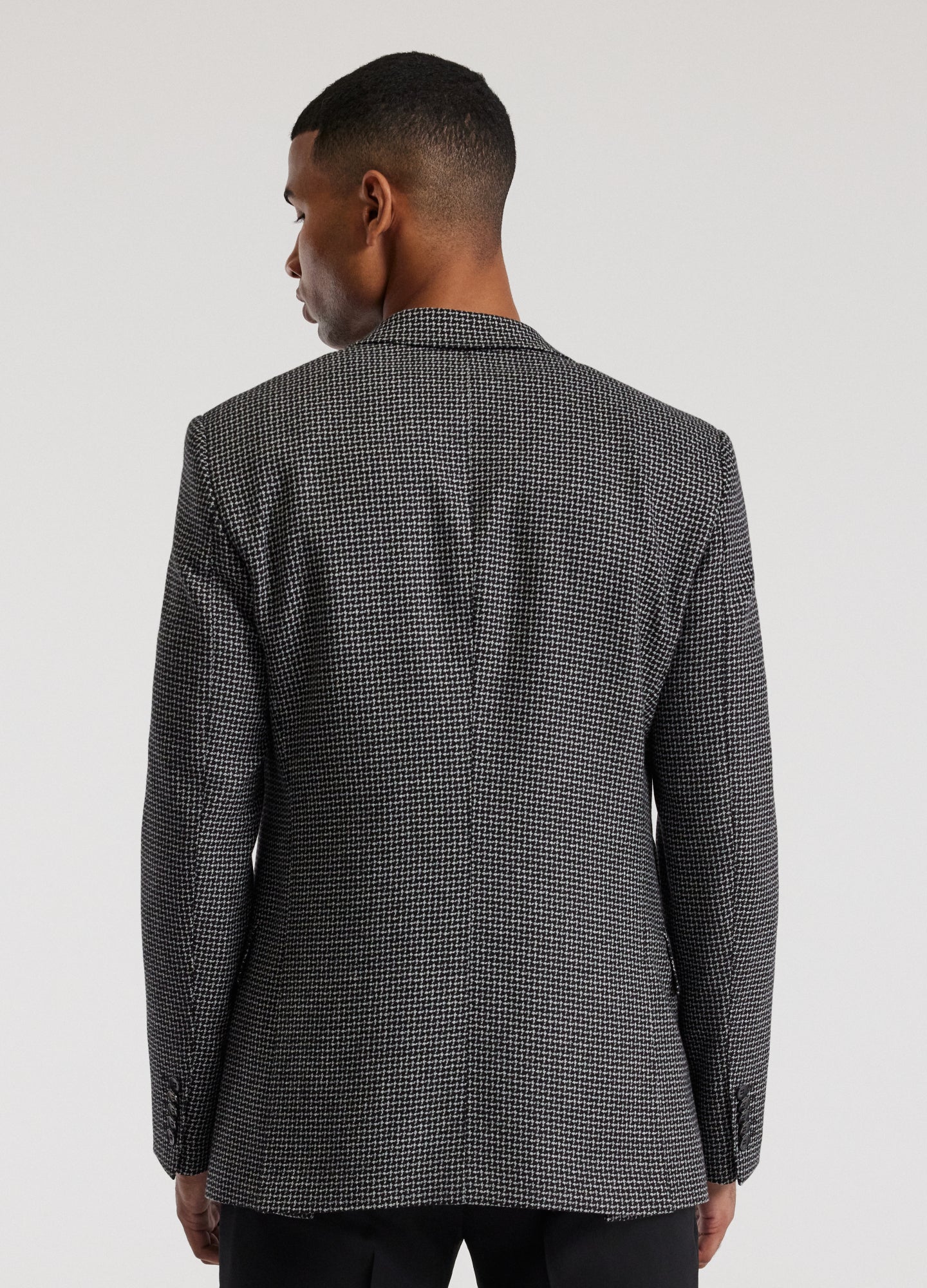 Weave Check Blazer Black