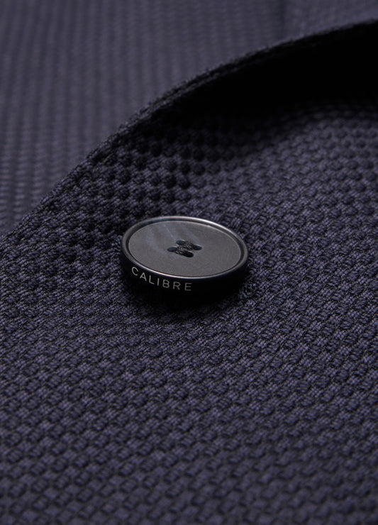 Wool Cashmere Textured Blazer Navy