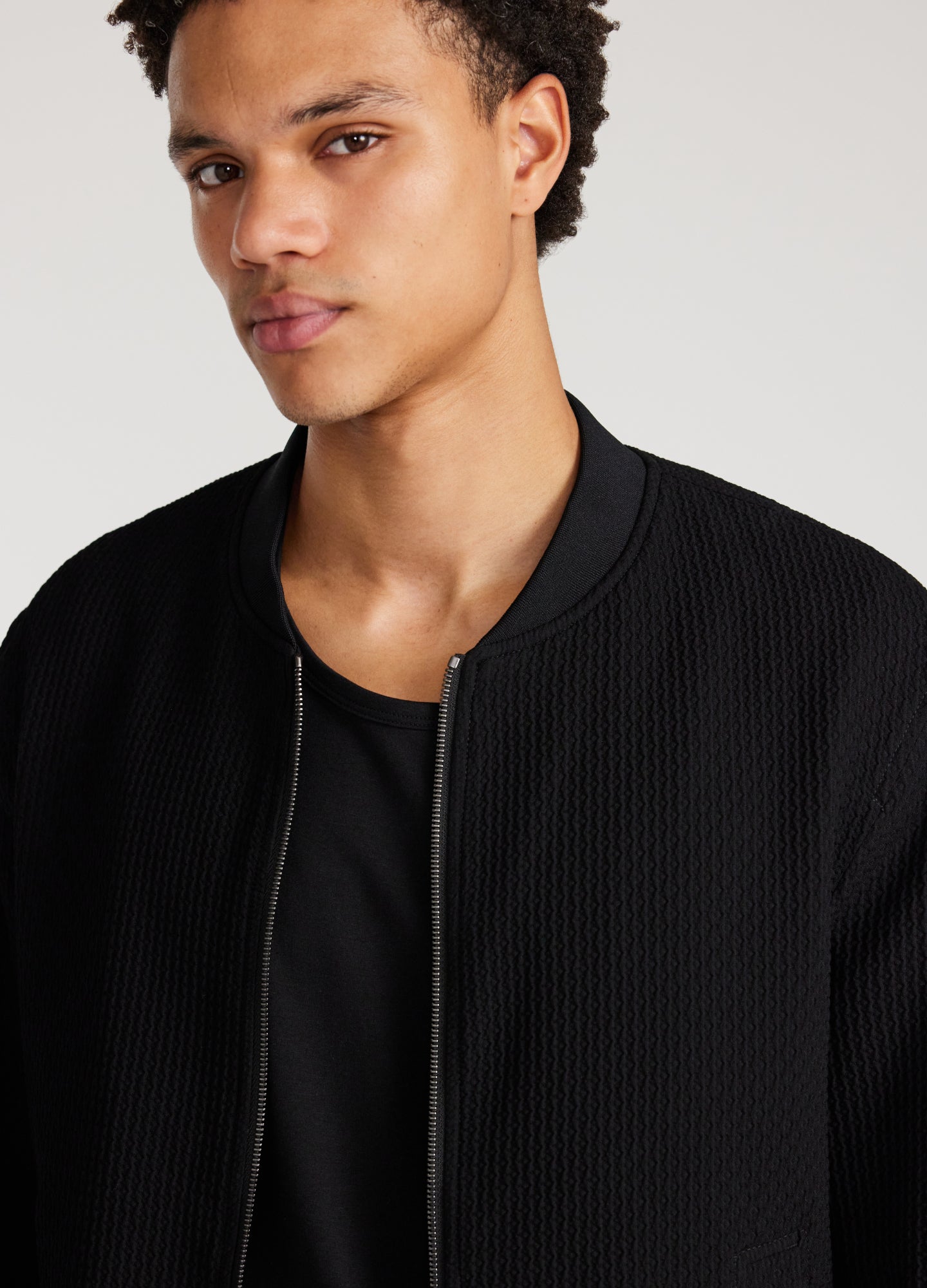 Textured Bomber Jacket Black