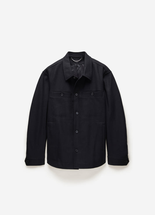 Melton Shirt Jacket Black