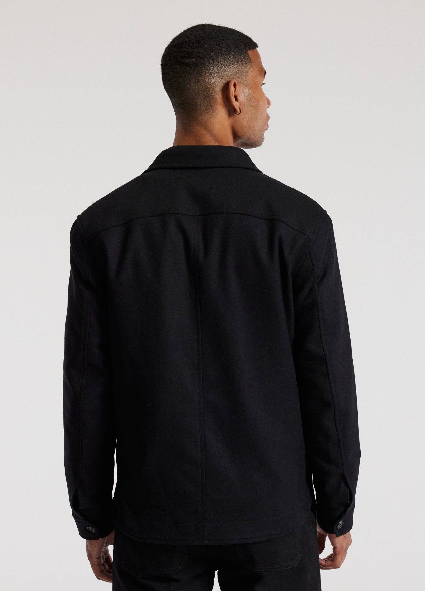 Melton Shirt Jacket Black