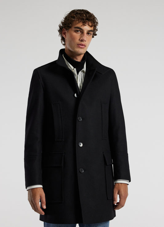 Military Melton Coat Black