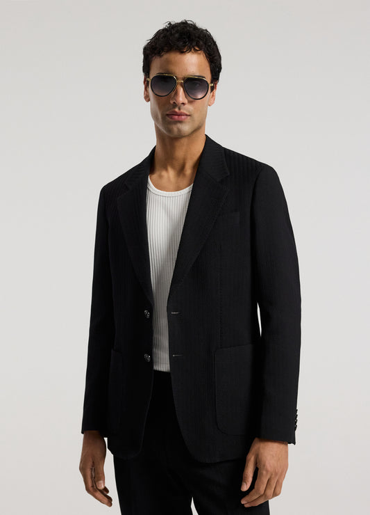 Herringbone Jacquard Blazer Black