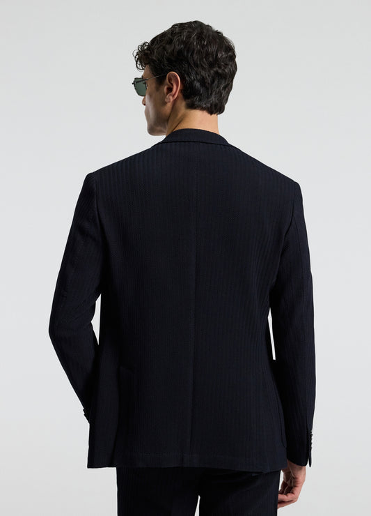 Herringbone Jacquard Blazer Navy