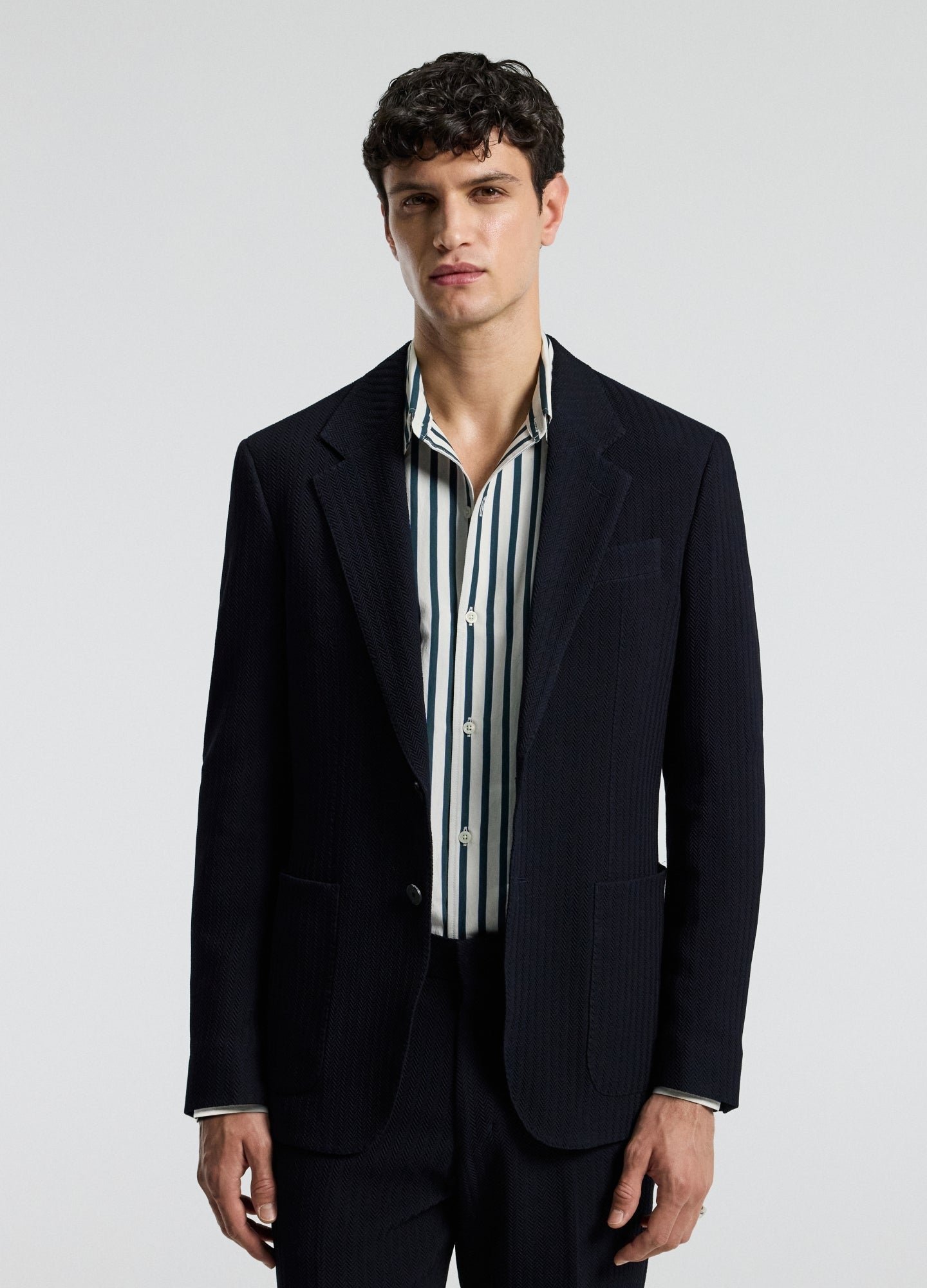 Herringbone Jacquard Blazer Navy