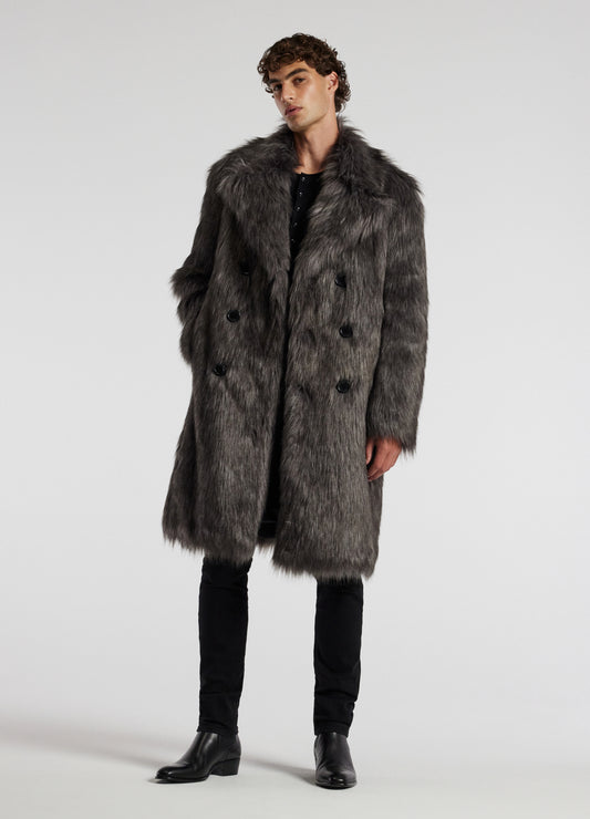Faux Fur Coat Grey