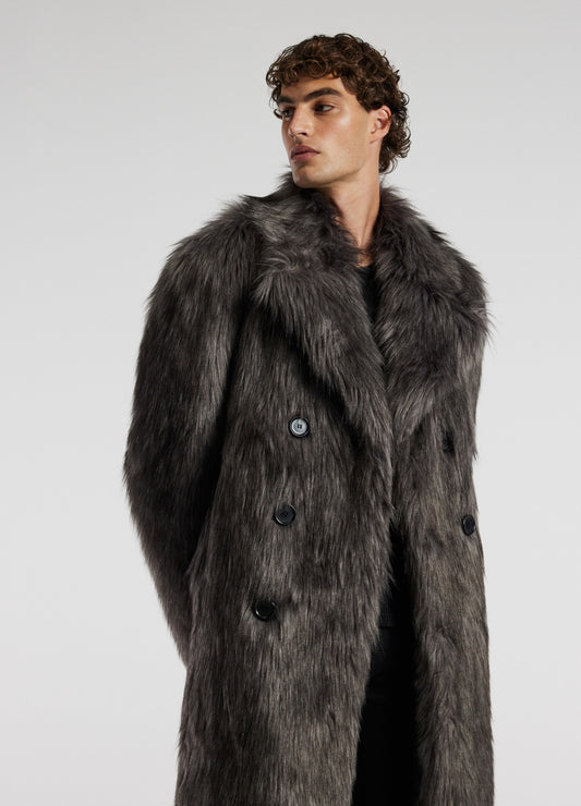 Faux Fur Coat Grey