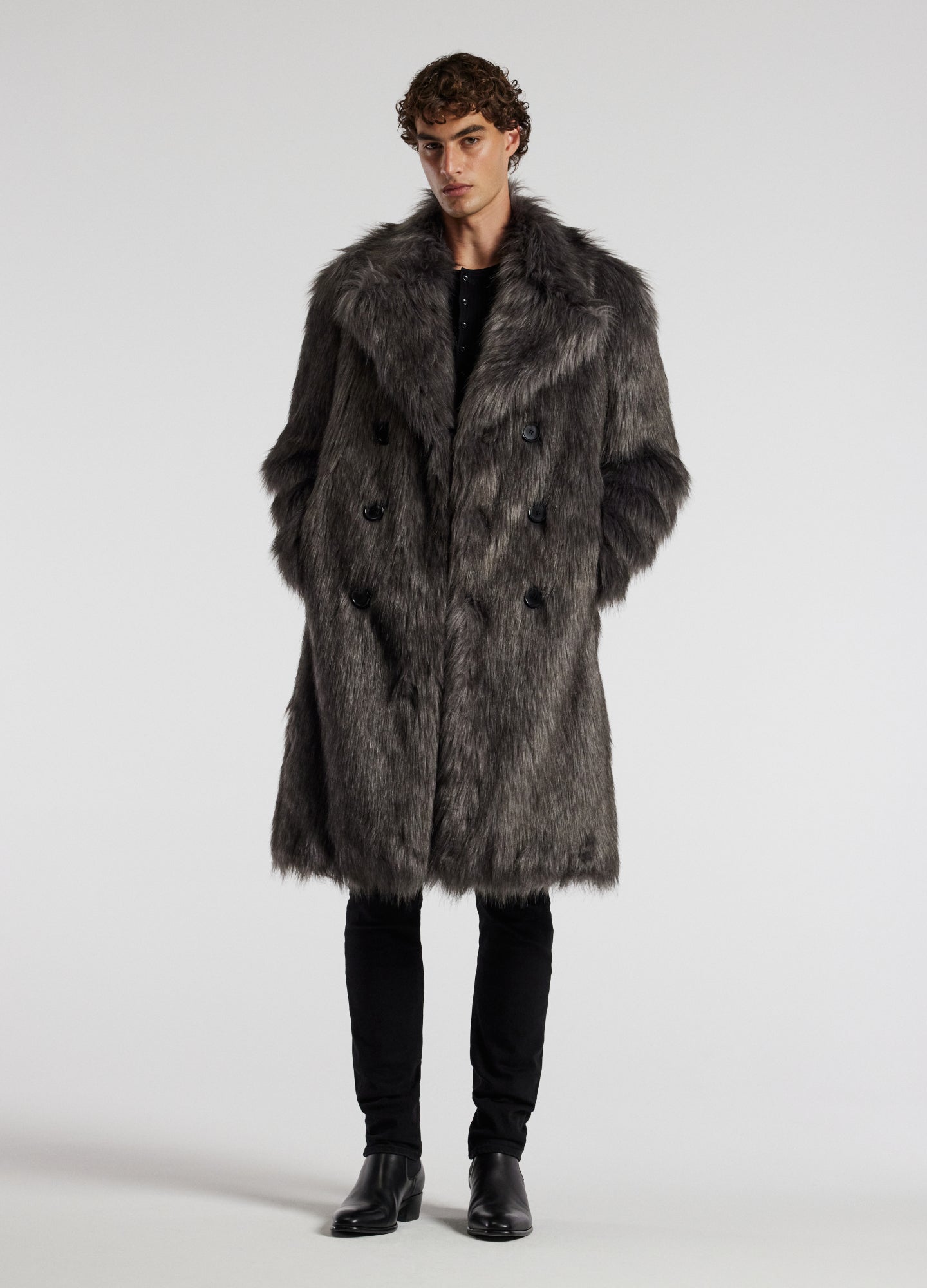 Faux Fur Coat Grey
