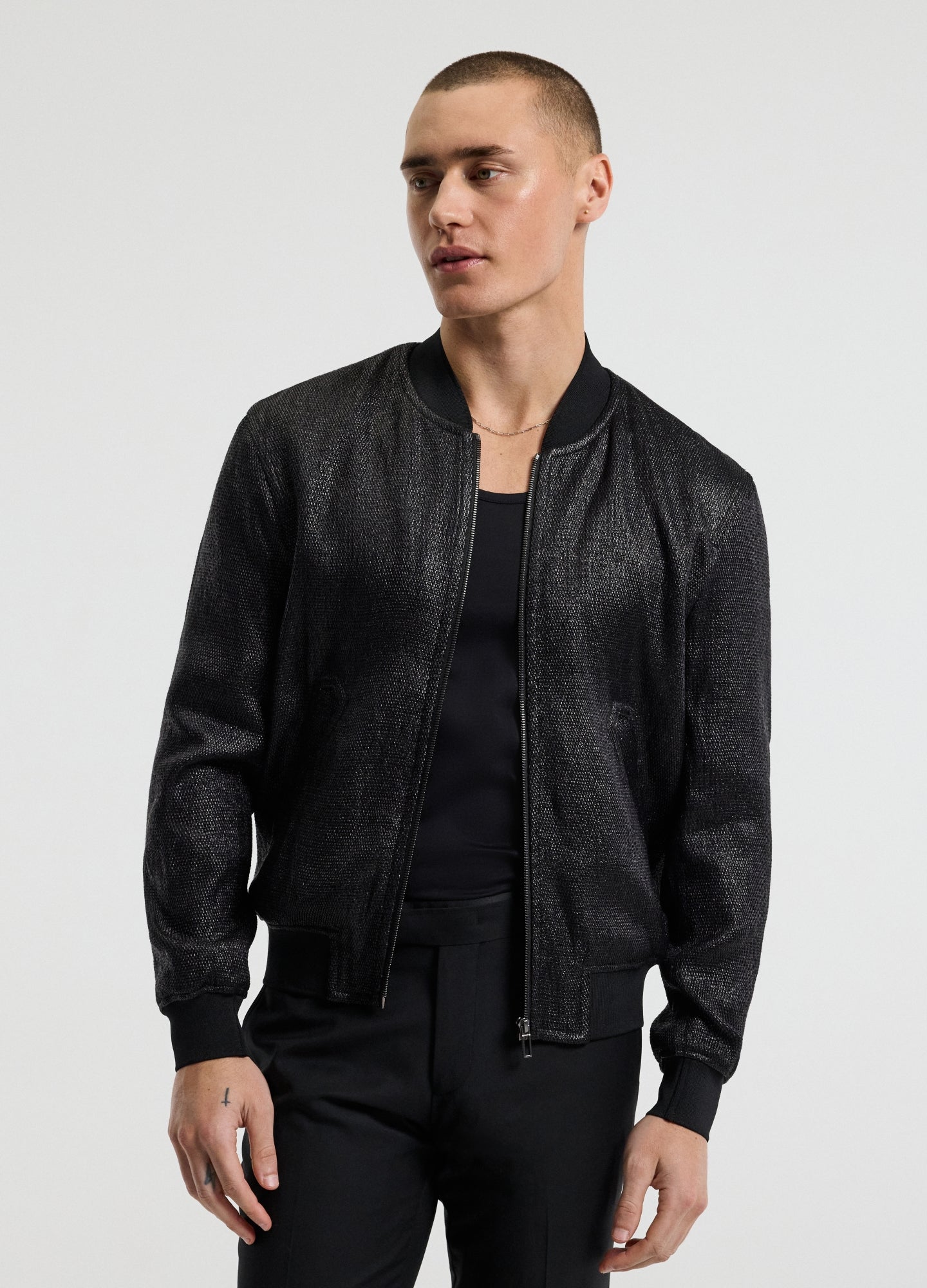 Raffia Bomber Jacket Black