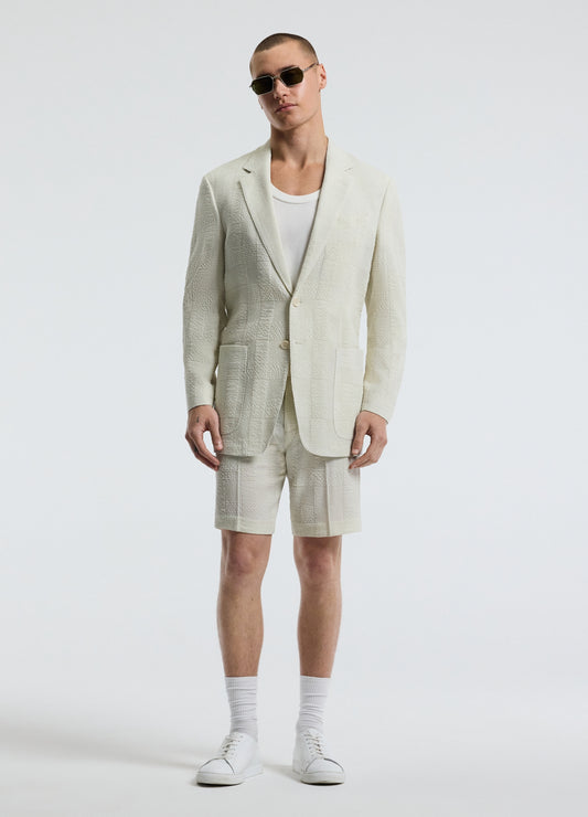 Seersucker Check Blazer Stone