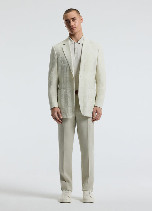 Seersucker Check Blazer Stone
