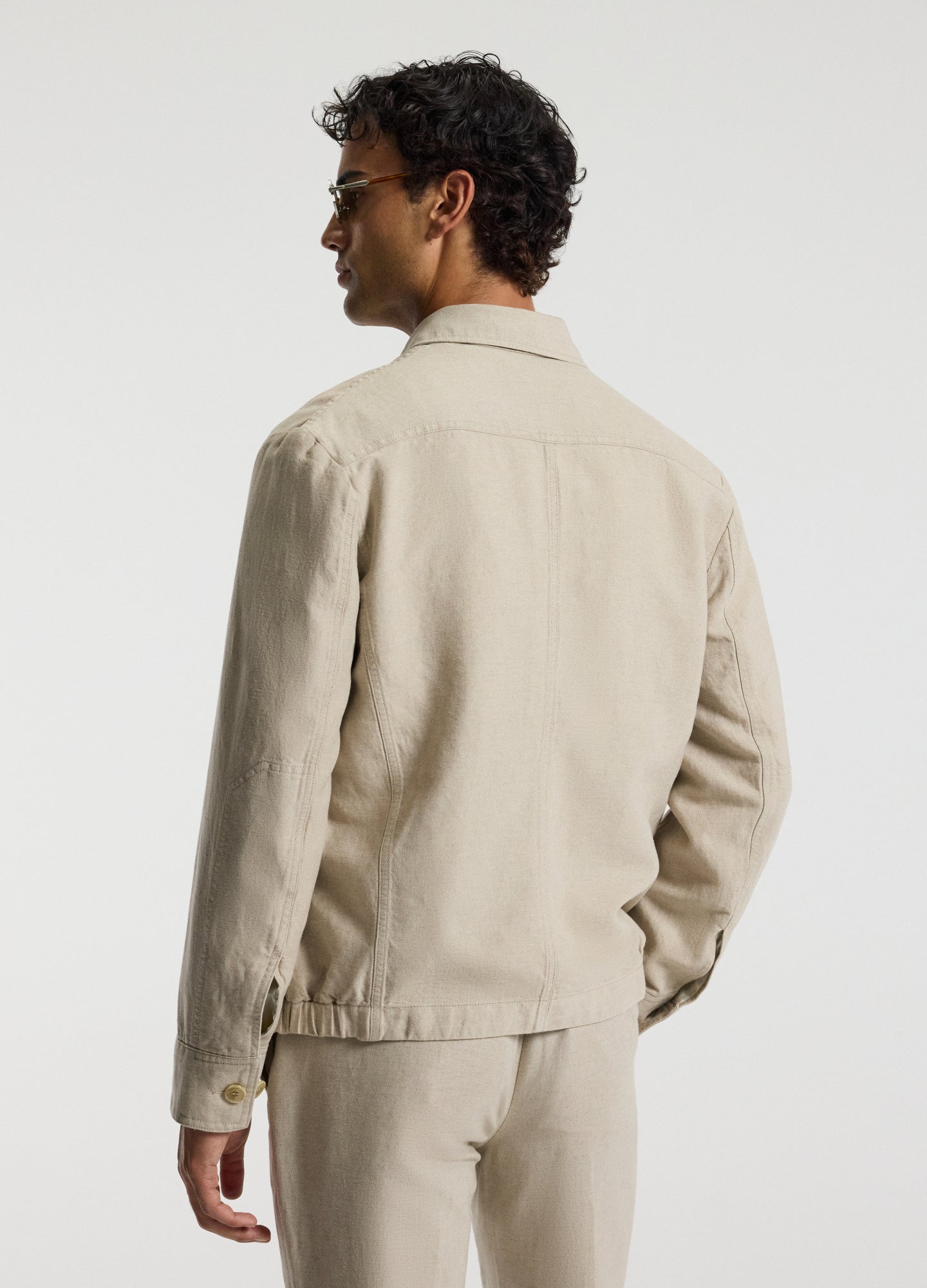Linen Cotton Twill Shirt Jacket Natural