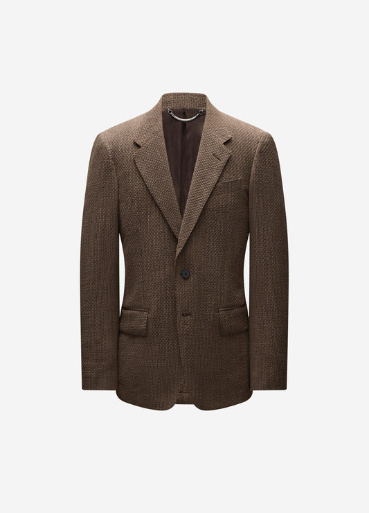 Unstructured Micro Jacquard Wool Blazer Mocha