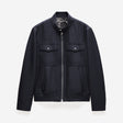 Stand Collar Wool Bomber Jacket Navy