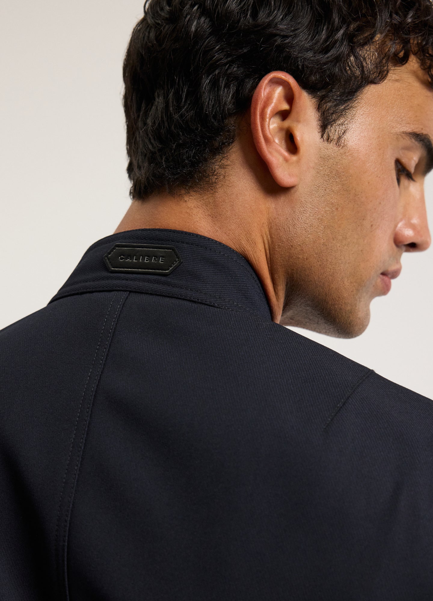 Stand Collar Wool Bomber Jacket Navy