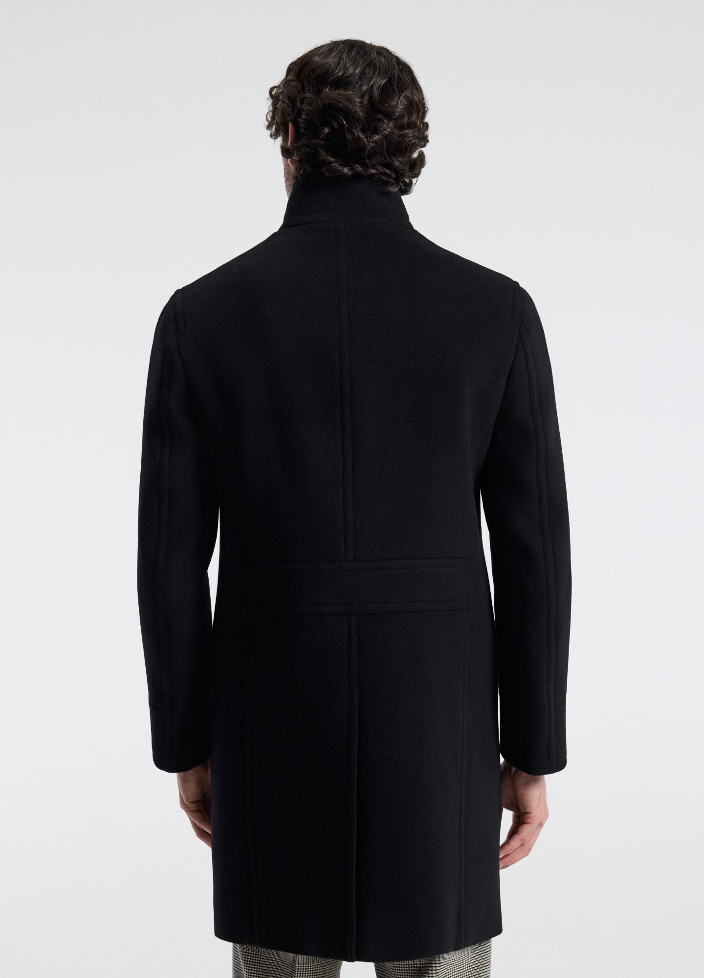 Wool Funnel Neck Coat Black
