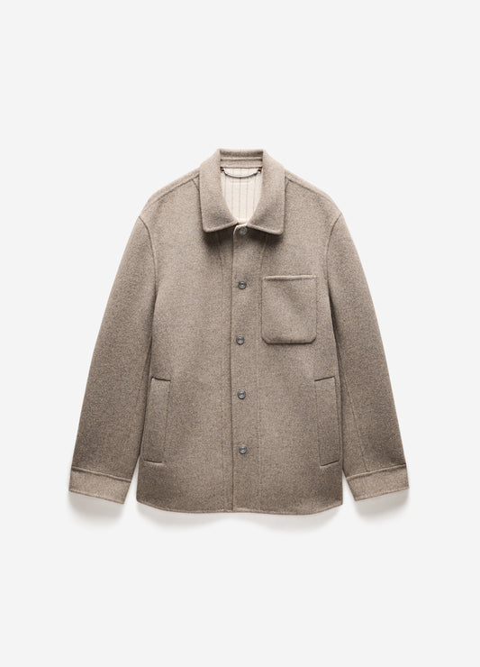 Double Faced Wool Shirt Jacket Sepia