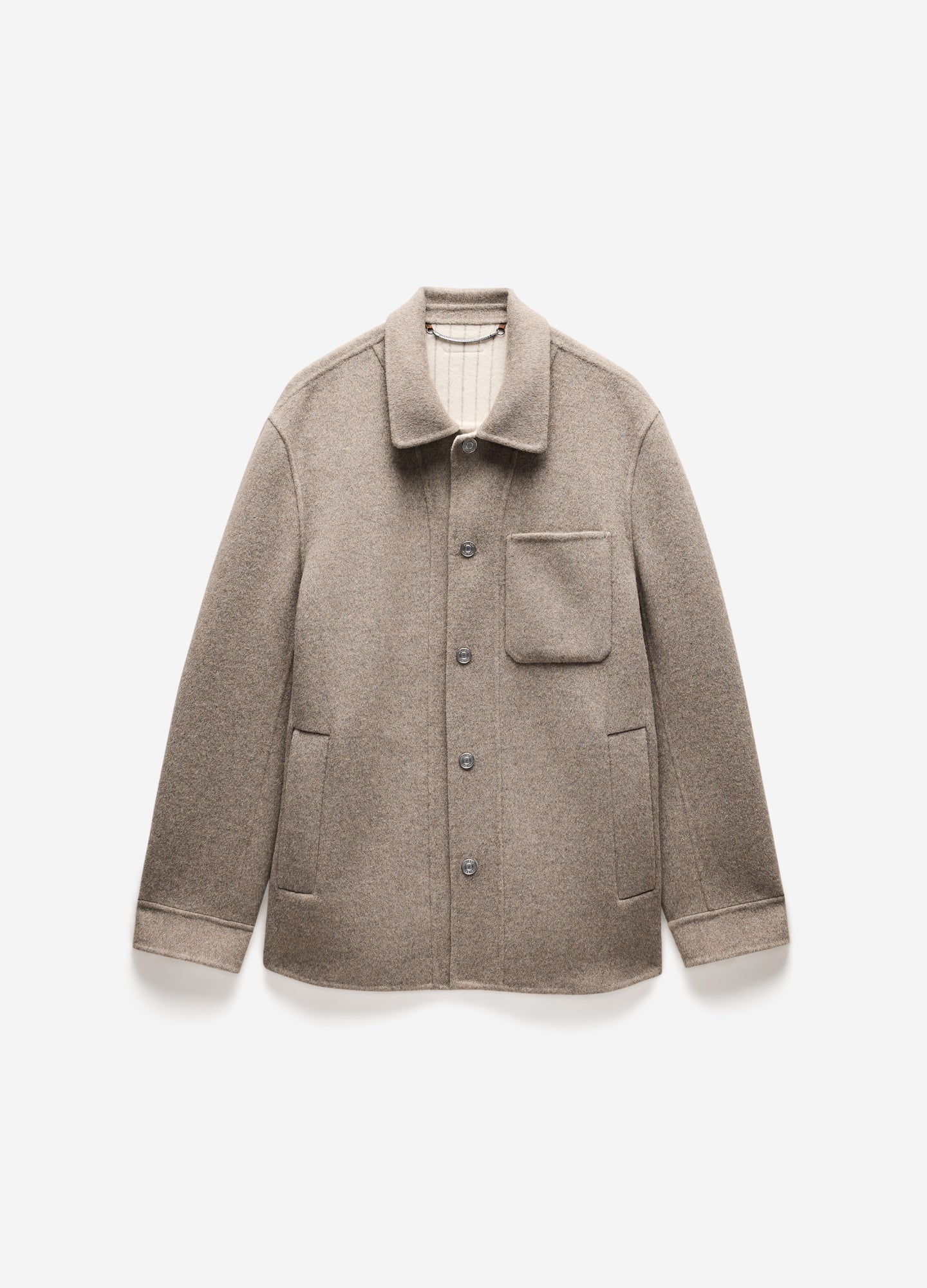 Double Faced Wool Shirt Jacket Sepia