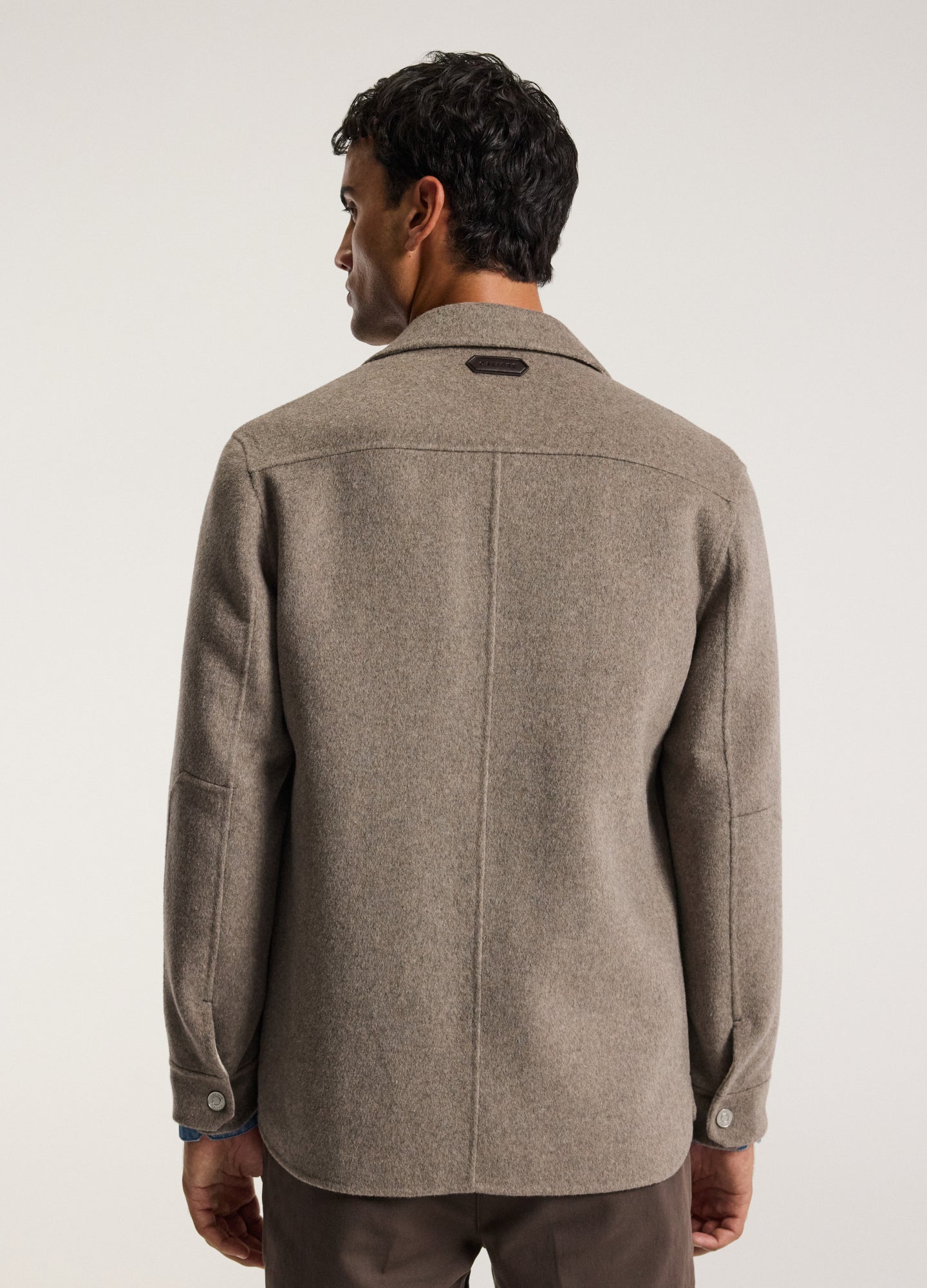 Double Faced Wool Shirt Jacket Sepia