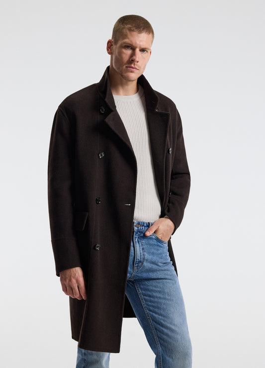 Double Breasted Wool Cashmere Coat Chocolate