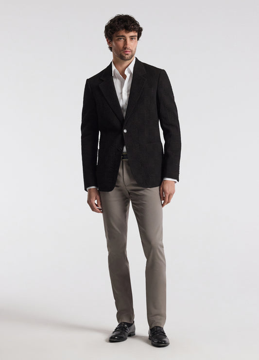 Seersucker Check Blazer Chocolate