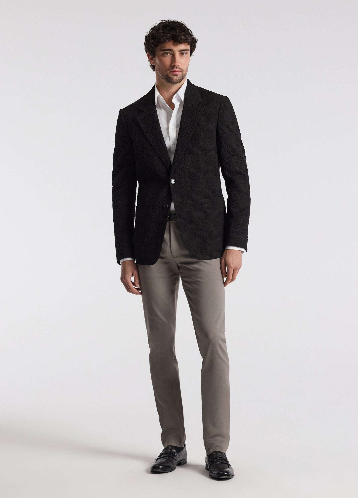 Seersucker Check Blazer Chocolate