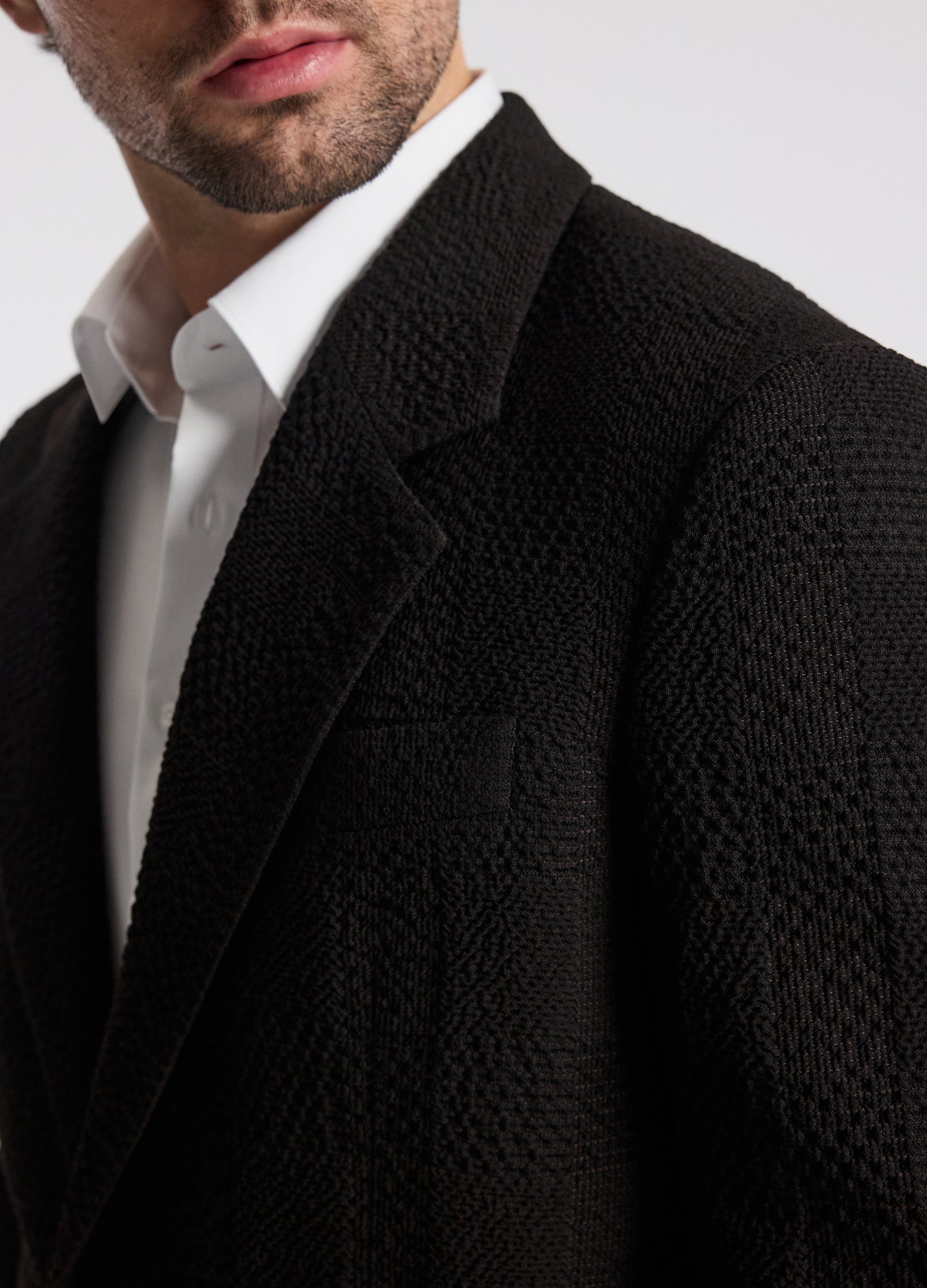 Seersucker Check Blazer Chocolate