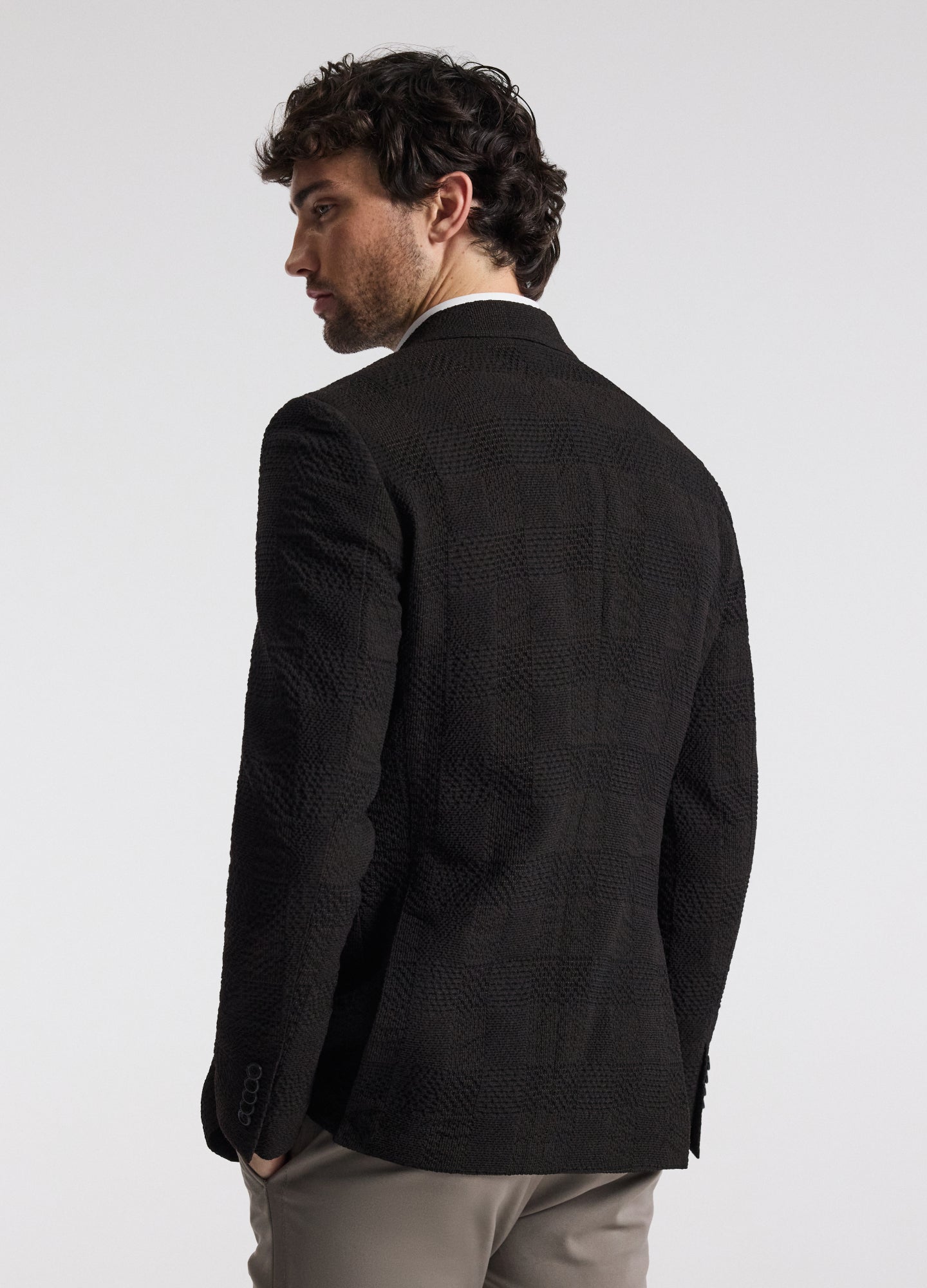 Seersucker Check Blazer Chocolate