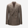 Double-Breasted Glen Check Wool Blazer Mahogany