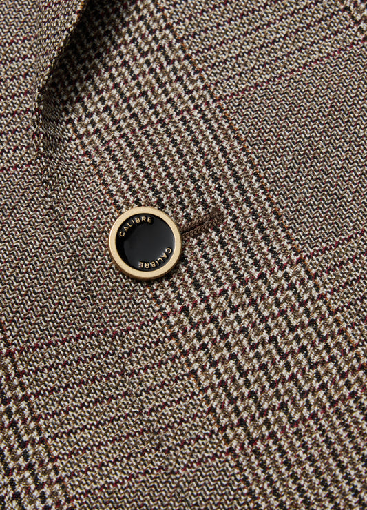 Double-Breasted Glen Check Wool Blazer Mahogany