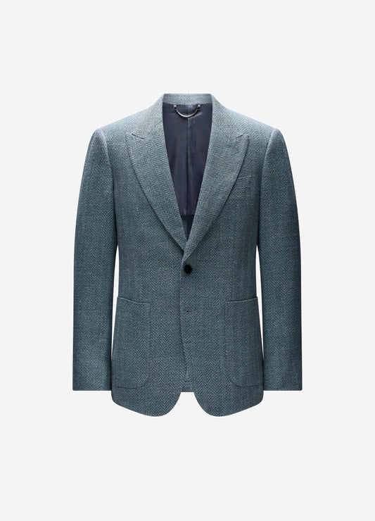 Tailored Melange Herringbone Blazer Seafoam