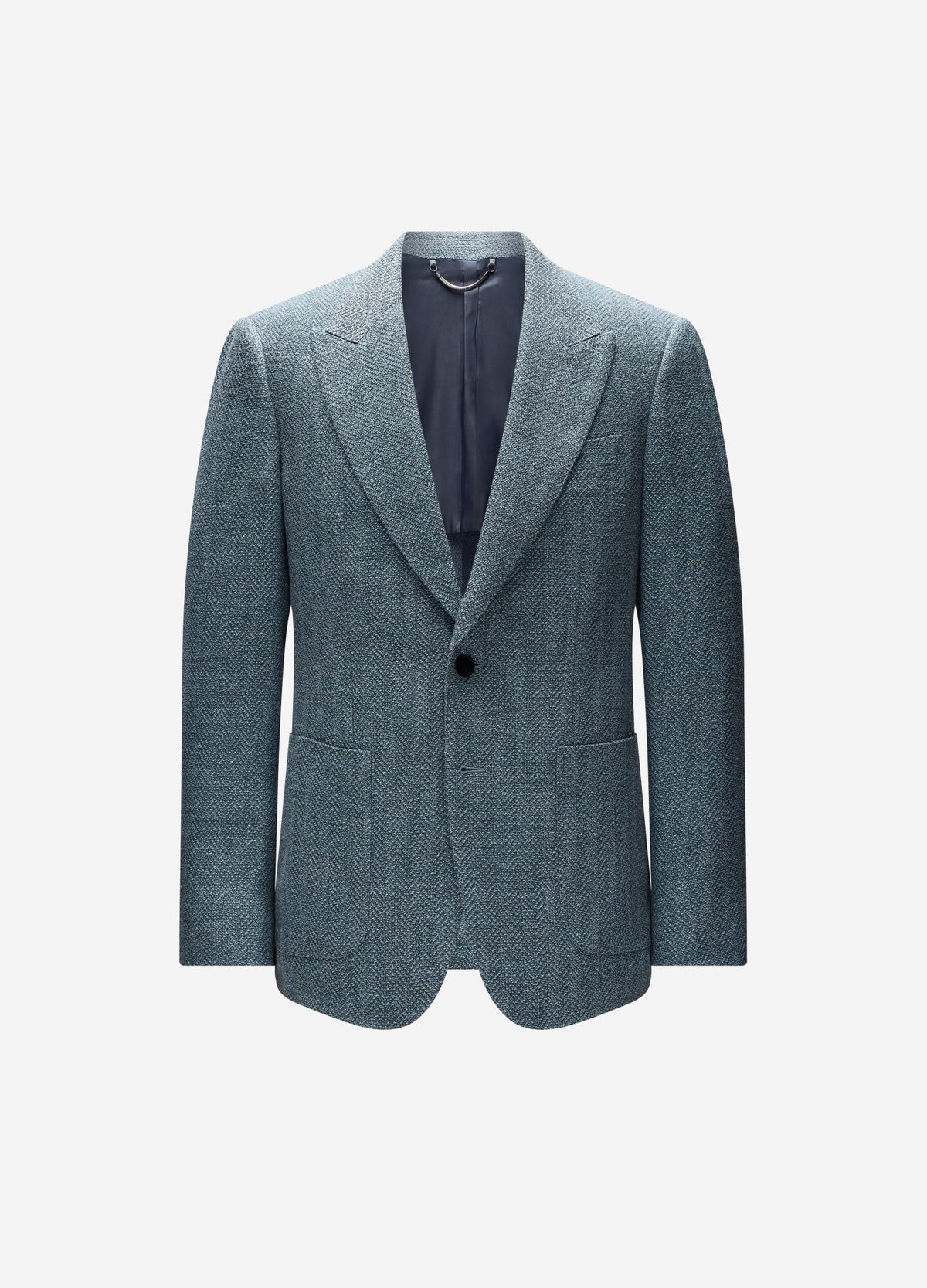 Tailored Melange Herringbone Blazer Seafoam