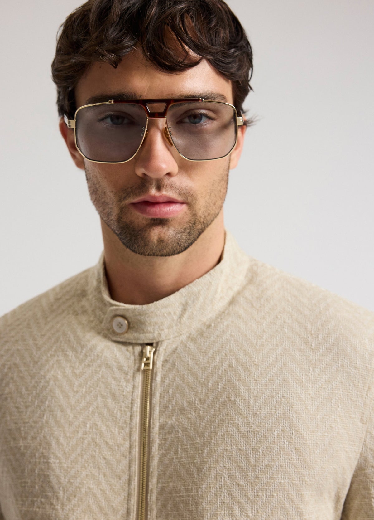 Herringbone Boucle Jacket Natural
