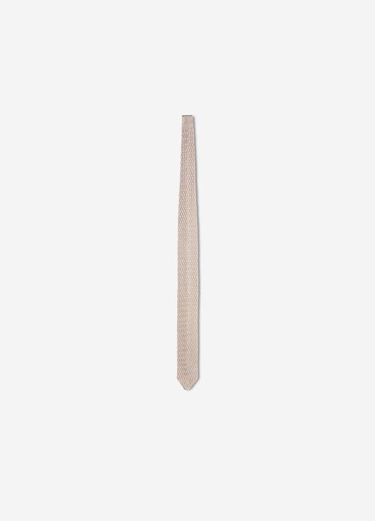Zig Zag Silk Knitted Tie Natural