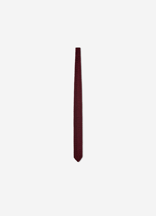 Zig Zag Silk Knitted Tie Wine