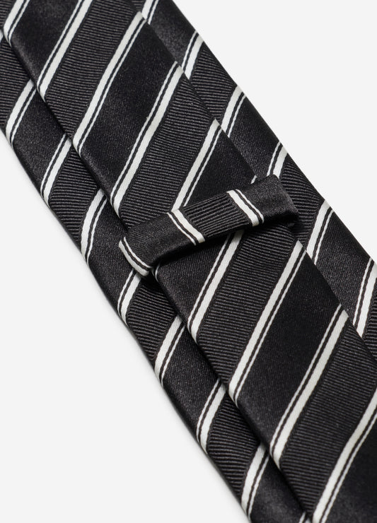 Double Stripe Jacquard Silk Tie Black Combo