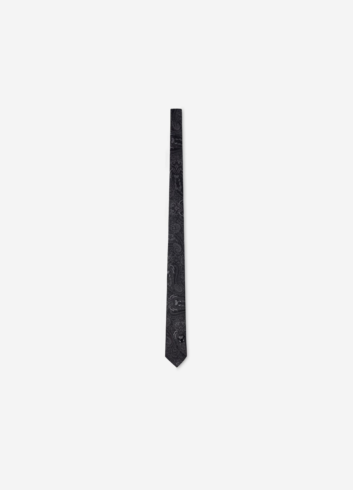Paisley Jacquard Silk Tie Char Dark