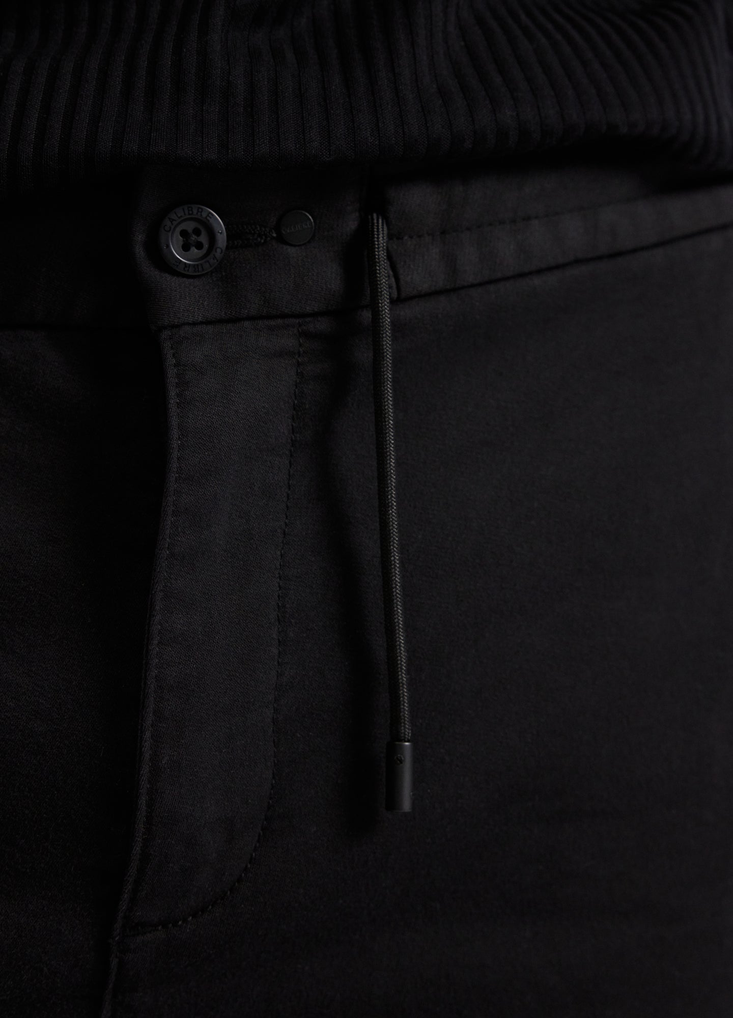 Dobby Denim Drawstring Pants Black