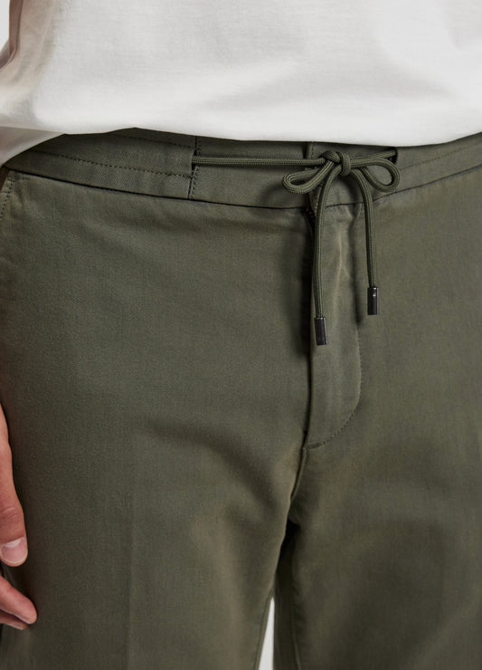 Dobby Denim Drawstring Pants Khaki