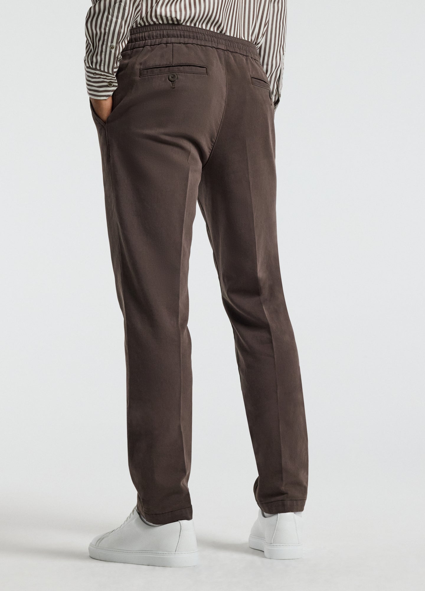 Dobby Denim Drawstring Pants Mocha