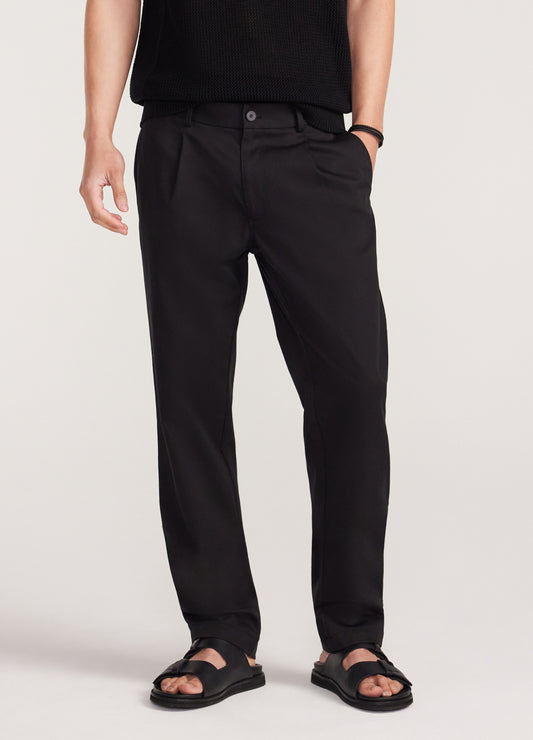 Soft Twill Elastic Waist Pants Black