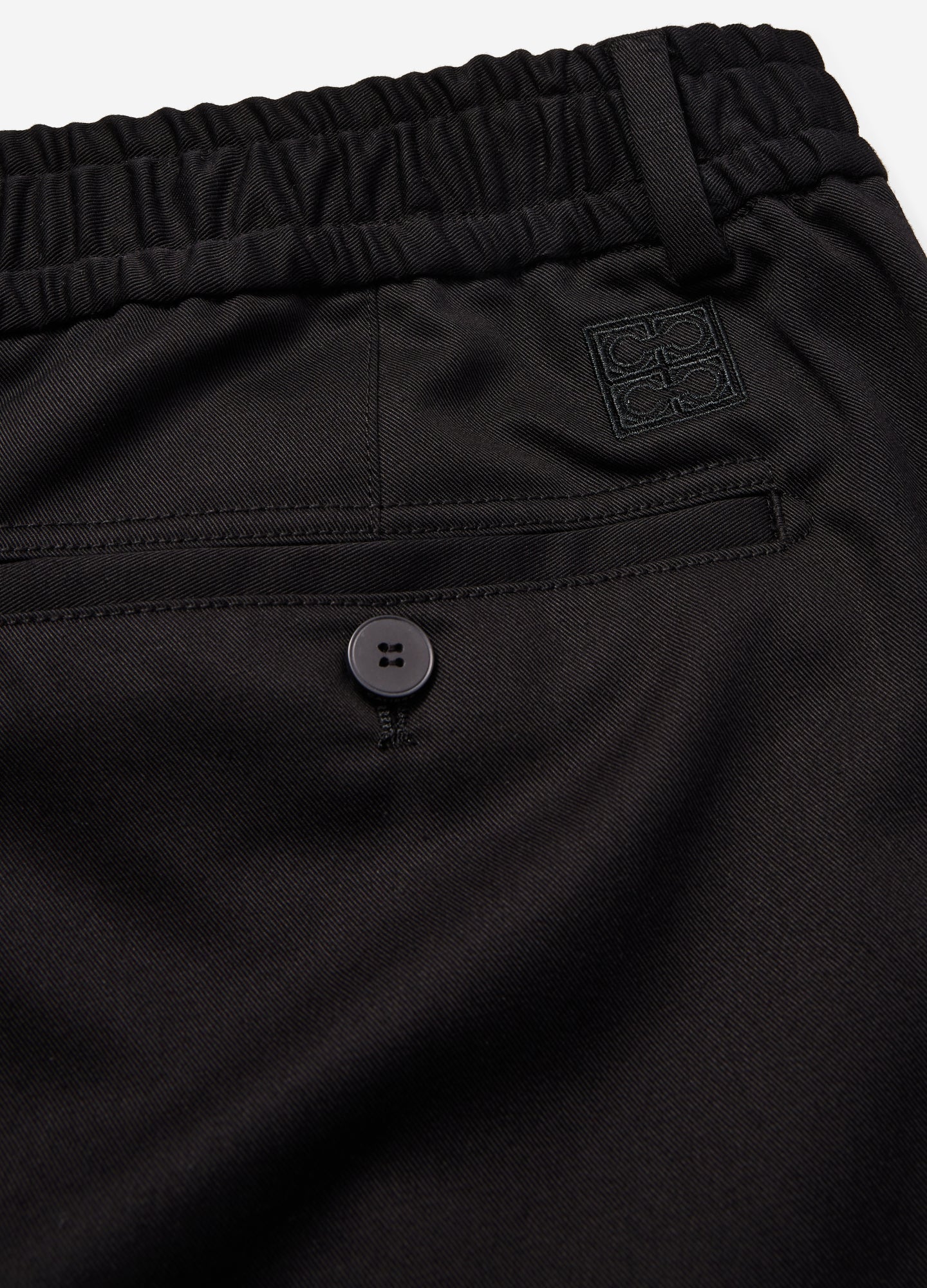 Soft Twill Elastic Waist Pants Black