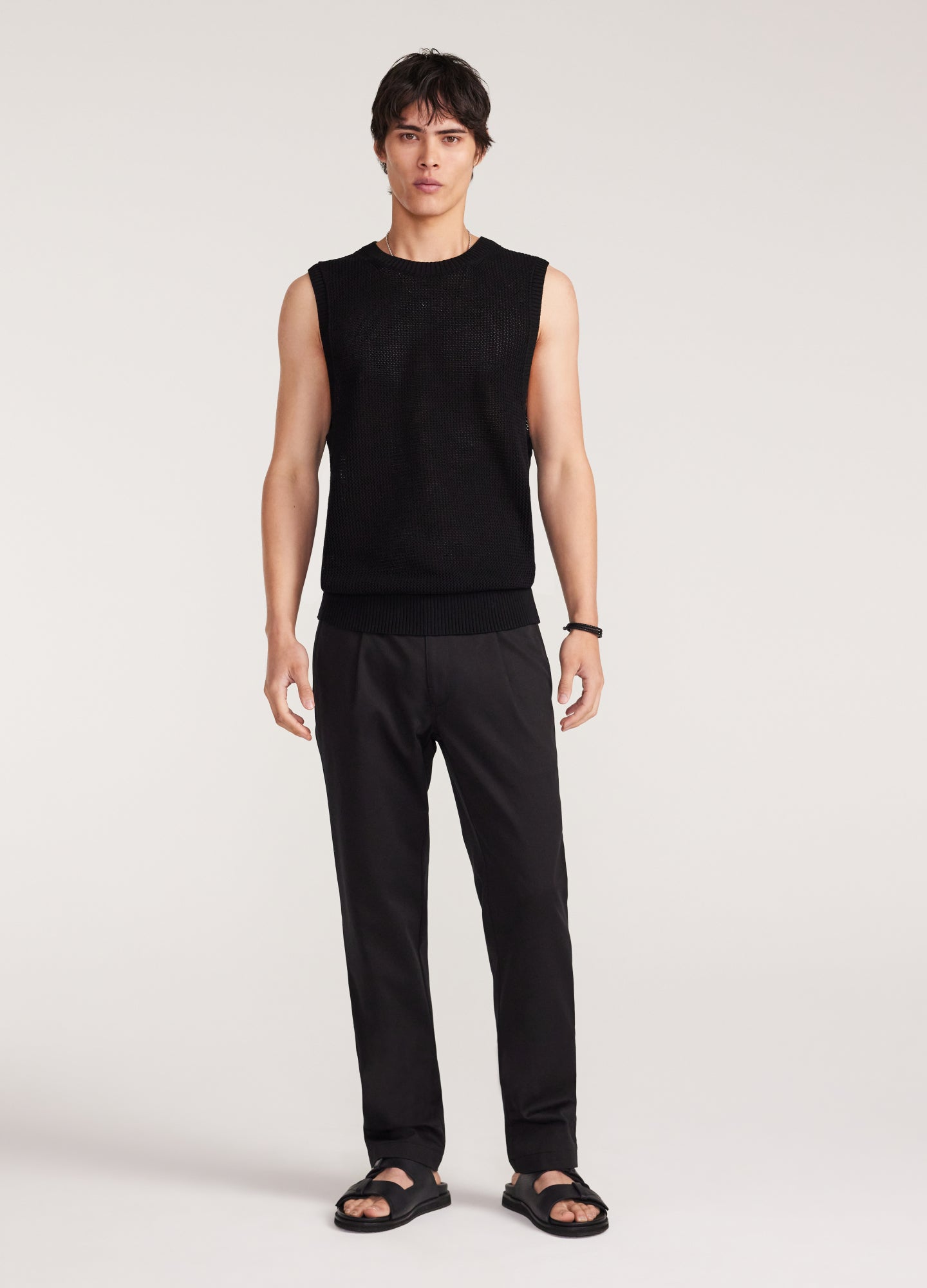 Soft Twill Elastic Waist Pants Black