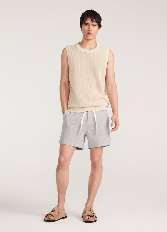 Woven Waistband Knit Shorts Grey Marle