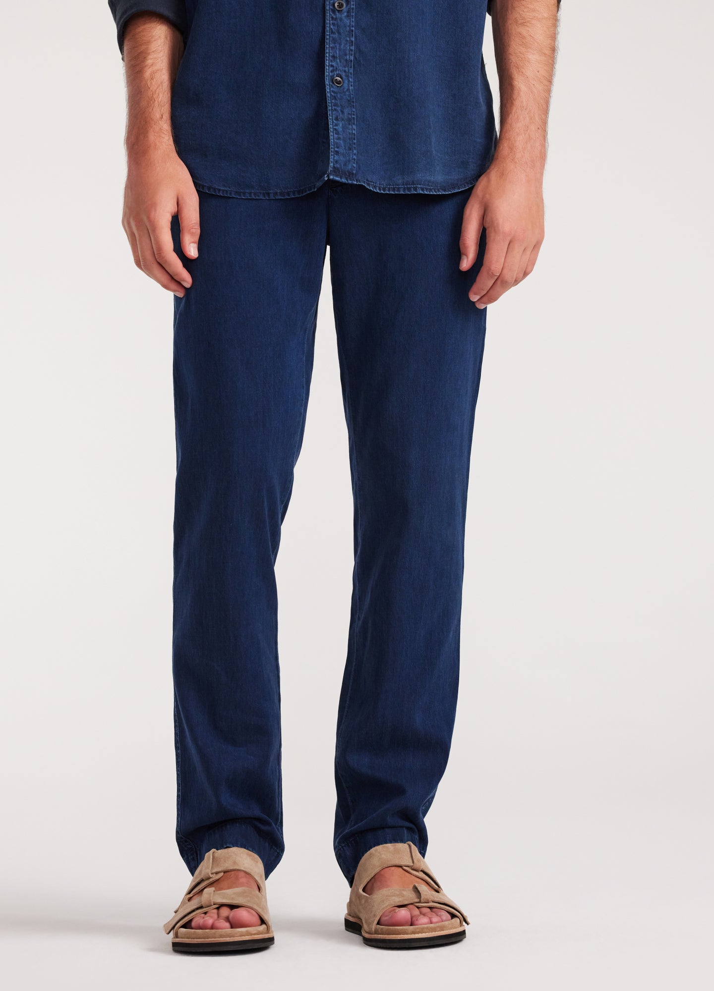 Soft Denim Elastic Waist Pants Indigo