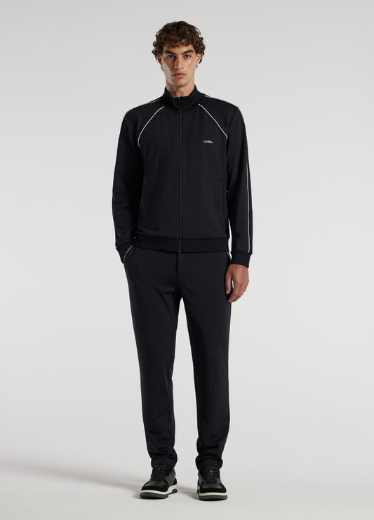 Contrast Jersey Track Pants Black