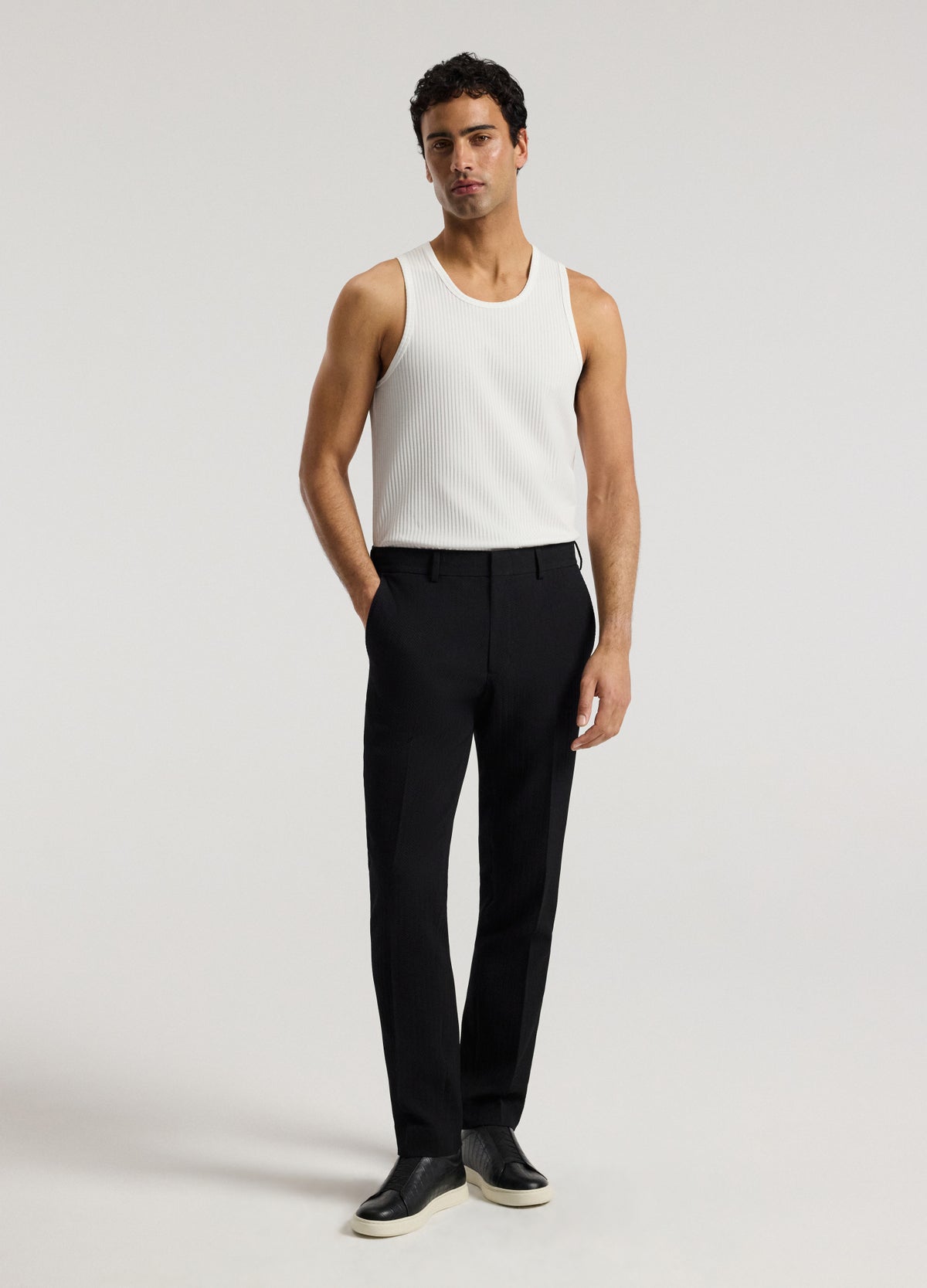 Herringbone Jacquard Pants Black
